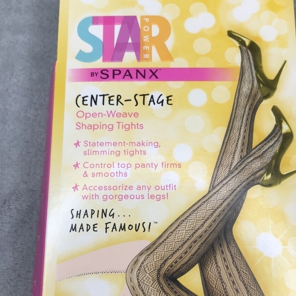 Star Power Spanx Shaping Tights Center Stage Size  C Diamond Stripe Black - Picture 2 of 7